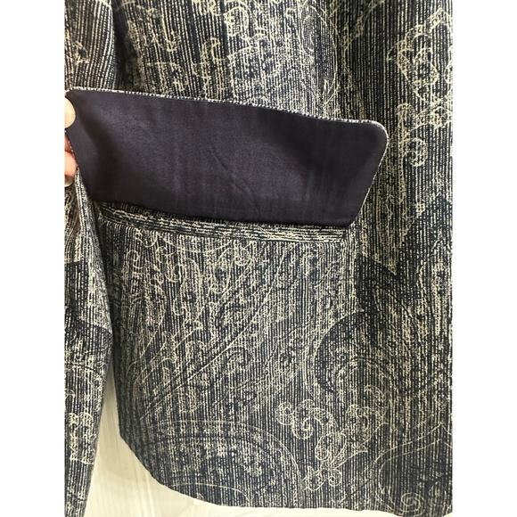 Vintage Jones New York Women’s Gray Paisley Print Buttoned Blazer Jacket Size 14 - Picture 11 of 11